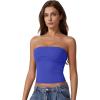 QINSEN Women’s Tube Tops Strapless Bandeau Tops Double Lined Slim Fit Summer Going Out Tank Tops(Sapphire Blue)