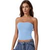 QINSEN Women’s Tube Tops Strapless Bandeau Tops Double Lined Slim Fit Summer Going Out Tank Tops(Sky Blue)
