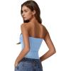 QINSEN Women’s Tube Tops Strapless Bandeau Tops Double Lined Slim Fit Summer Going Out Tank Tops(Sky Blue)
