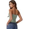 QINSEN Women’s Tube Tops Strapless Bandeau Tops Double Lined Slim Fit Summer Going Out Tank Tops(Smoke Green)