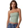 QINSEN Women’s Tube Tops Strapless Bandeau Tops Double Lined Slim Fit Summer Going Out Tank Tops(Smoke Green)