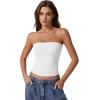 QINSEN Women’s Tube Tops Strapless Bandeau Tops Double Lined Slim Fit Summer Going Out Tank Tops(White)