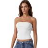 QINSEN Women’s Tube Tops Strapless Bandeau Tops Double Lined Slim Fit Summer Going Out Tank Tops(White)