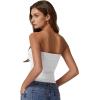 QINSEN Women’s Tube Tops Strapless Bandeau Tops Double Lined Slim Fit Summer Going Out Tank Tops(White)