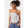 QINSEN Women’s Tube Tops Strapless Bandeau Tops Double Lined Slim Fit Summer Going Out Tank Tops(White Polka Dots)