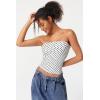 QINSEN Women’s Tube Tops Strapless Bandeau Tops Double Lined Slim Fit Summer Going Out Tank Tops(White Polka Dots)