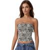QINSEN Women’s Tube Tops Strapless Bandeau Tops Double Lined Slim Fit Summer Going Out Tank Tops(Zebra)