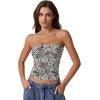 QINSEN Women’s Tube Tops Strapless Bandeau Tops Double Lined Slim Fit Summer Going Out Tank Tops(Zebra)