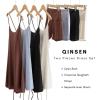 QINSEN Womens Two Pieces Tennis Dress with Shorts Workout Open Back Active Golf Dresses(White)