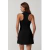QINSEN Womens Zip Front Tennis Dress Polo Collar Racer Back Workout Golf Dresses Build in Shorts with Pockets(Black)