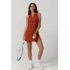 QINSEN Womens Zip Front Tennis Dress Polo Collar Racer Back Workout Golf Dresses Build in Shorts with Pockets(Brick Red)