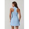QINSEN Womens Zip Front Tennis Dress Polo Collar Racer Back Workout Golf Dresses Build in Shorts with Pockets(Light Blue)