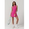 QINSEN Womens Zip Front Tennis Dress Polo Collar Racer Back Workout Golf Dresses Build in Shorts with Pockets(Magenta)