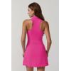 QINSEN Womens Zip Front Tennis Dress Polo Collar Racer Back Workout Golf Dresses Build in Shorts with Pockets(Magenta)