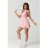 QINSEN Womens Zip Front Tennis Dress Polo Collar Racer Back Workout Golf Dresses Build in Shorts with Pockets(Pink)