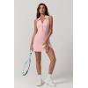 QINSEN Womens Zip Front Tennis Dress Polo Collar Racer Back Workout Golf Dresses Build in Shorts with Pockets(Pink)
