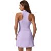 QINSEN Womens Zip Front Tennis Dress Polo Collar Racer Back Workout Golf Dresses Build in Shorts with Pockets(Purple)