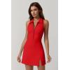 QINSEN Womens Zip Front Tennis Dress Polo Collar Racer Back Workout Golf Dresses Build in Shorts with Pockets(Red)
