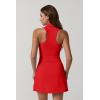 QINSEN Womens Zip Front Tennis Dress Polo Collar Racer Back Workout Golf Dresses Build in Shorts with Pockets(Red)