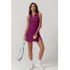 QINSEN Womens Zip Front Tennis Dress Polo Collar Racer Back Workout Golf Dresses Build in Shorts with Pockets(Striking Purple)