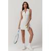 QINSEN Womens Zip Front Tennis Dress Polo Collar Racer Back Workout Golf Dresses Build in Shorts with Pockets(White)