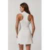 QINSEN Womens Zip Front Tennis Dress Polo Collar Racer Back Workout Golf Dresses Build in Shorts with Pockets(White)