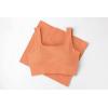 QINSEN Workout Sets for Women 2 Piece Seamless Ribbed Crop Tank High Waist Shorts Yoga Outfits(Light Orange)
