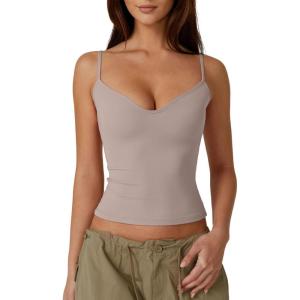 QINSEN Womens Spaghetti Strap Sweetheart Neck Sleeveless Top Slim Fit Going Out Camisole Basic Top(Pink(adobe Rose))