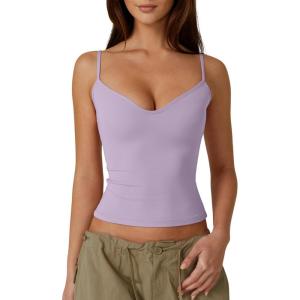 QINSEN Womens Spaghetti Strap Sweetheart Neck Sleeveless Top Slim Fit Going Out Camisole Basic Top(Purple)