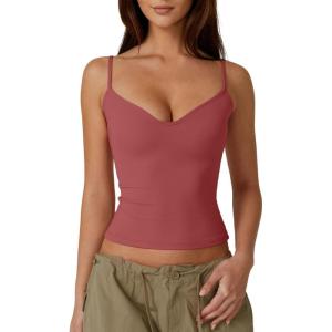 QINSEN Womens Spaghetti Strap Sweetheart Neck Sleeveless Top Slim Fit Going Out Camisole Basic Top(Wine(marsala))