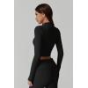 QINSEN Womens 2 Piece Lounge Sets Mock Neck Long Sleeve Tops with Side Ruched Fold Over Flare Pants Comfy Tracksuits(Black)
