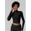 QINSEN Womens 2 Piece Lounge Sets Mock Neck Long Sleeve Tops with Side Ruched Fold Over Flare Pants Comfy Tracksuits(Black)