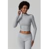 QINSEN Womens 2 Piece Lounge Sets Mock Neck Long Sleeve Tops with Side Ruched Fold Over Flare Pants Comfy Tracksuits(Grey)
