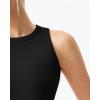 QINSEN Women’s Cotton Ribbed Basic Tank Top Crew Neck Slim Fitted Sleeveless Crop Top(Black)
