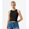 QINSEN Women’s Cotton Ribbed Basic Tank Top Crew Neck Slim Fitted Sleeveless Crop Top(Black)