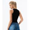 QINSEN Women’s Cotton Ribbed Basic Tank Top Crew Neck Slim Fitted Sleeveless Crop Top(Black)