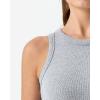 QINSEN Women’s Cotton Ribbed Basic Tank Top Crew Neck Slim Fitted Sleeveless Crop Top(Grey)