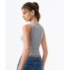 QINSEN Women’s Cotton Ribbed Basic Tank Top Crew Neck Slim Fitted Sleeveless Crop Top(Grey)