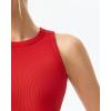 QINSEN Women’s Cotton Ribbed Basic Tank Top Crew Neck Slim Fitted Sleeveless Crop Top(Red)