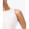 QINSEN Women’s Cotton Ribbed Basic Tank Top Crew Neck Slim Fitted Sleeveless Crop Top(White)