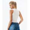 QINSEN Women’s Cotton Ribbed Basic Tank Top Crew Neck Slim Fitted Sleeveless Crop Top(White)