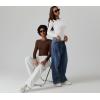 QINSEN Womens Crew Neck Long Sleeve Bodysuit Double Lined Body Suits Basic T-Shirt Tops(Crystal Cream)