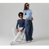 QINSEN Womens Crew Neck Long Sleeve Bodysuit Double Lined Body Suits Basic T-Shirt Tops(Navy)