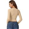 QINSEN Womens Crewneck Long Sleeve Shirt Double Lined Basic Tees Side Ruched Going Out Crop Tops(Dude)