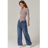 QINSEN Womens Crewneck Long Sleeve Shirt Double Lined Basic Tees Side Ruched Going Out Crop Tops(Rose Taupe)