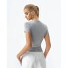 QINSEN Women’s Crewneck Short Sleeve T Shirts Ribbed Button Going Out Trendy Tops(Grey)