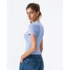 QINSEN Women’s Crewneck Short Sleeve T Shirts Ribbed Button Going Out Trendy Tops(Sky Blue)