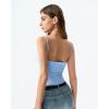 QINSEN Womens Double Lined Tank Tops V Neck Seamed Cup Adjustable Spaghetti Straps Bodycon Camisole Shirts(Light Blue)
