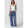 QINSEN Women’s Lace Trim Square Neck Sleeveless Double-Layer Tank Top(Airy Blue)