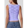 QINSEN Women’s Lace Trim Square Neck Sleeveless Double-Layer Tank Top(Light Purple)